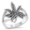 thumbnail image 1 of Sterling Silver Cannabis Sativa Marijuana Ring Wholesale Band 17mm 925 Jewelry Female Male Size 6, 1 of 4