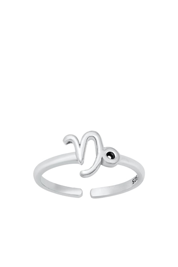 Sterling Silver Capricorn Sign Zodiac Toe Ring Adjustable Midi Band 925 Jewelry Female Unisex
