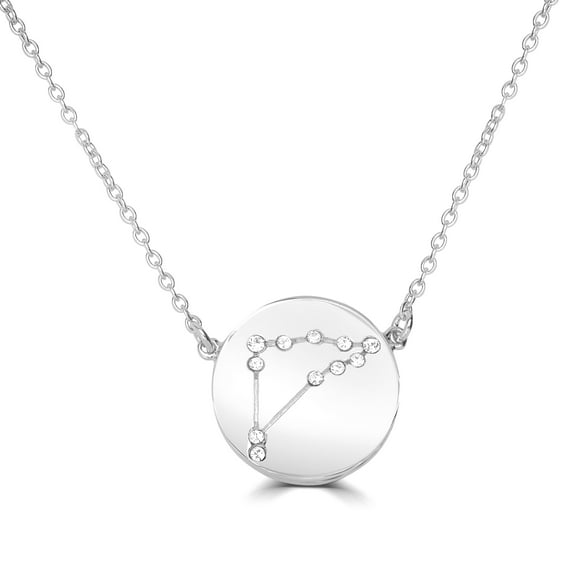 Sterling Silver Capricorn Zodiac Crystal Pendant Necklace, 16 Inches
