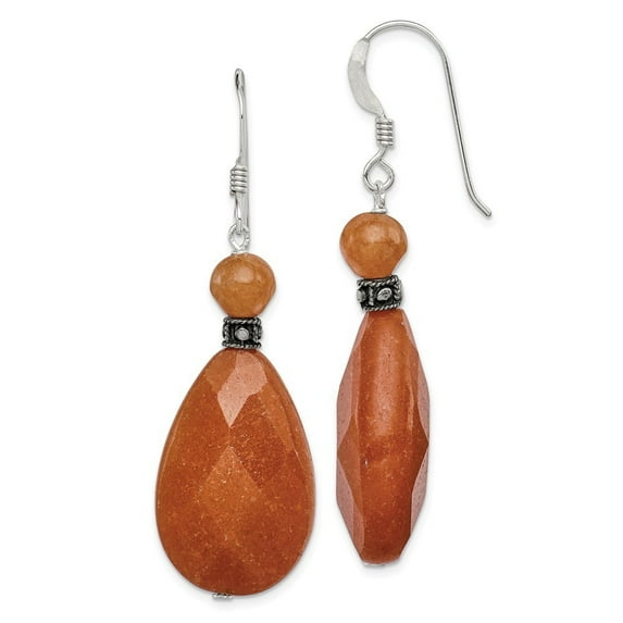 Sterling Silver Carnelian Earrings - 1.5 Grams - Measures 46x16mm Wide
