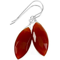 Sterling Silver Carnelian Earrings Earthy Burnt Orange Marquise Cut Teardrop Dangles Designed for Adult Women