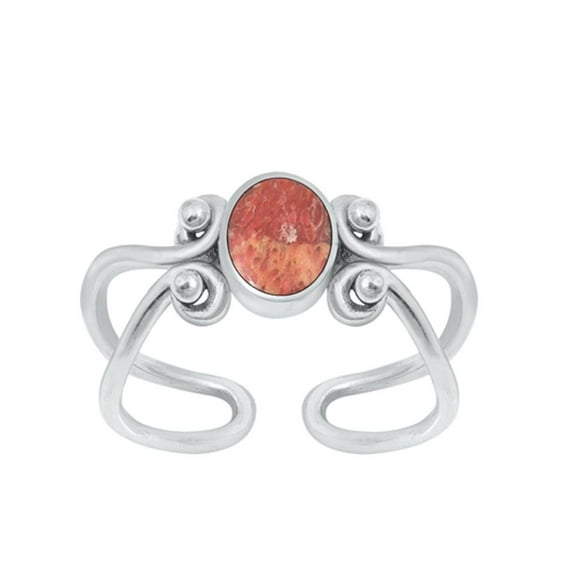 Sterling Silver Carnelian Toe Midi Adjustable Ring .925 Band Jewelry Female Unisex