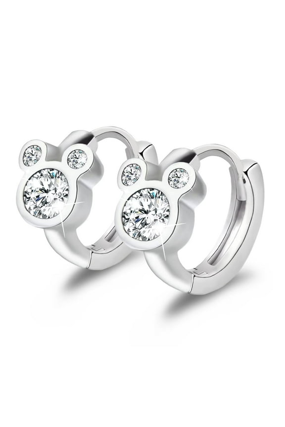 Cute Mouse Cartilage Huggie Hoop Earrings, Sterling Silver, Hypoallergenic, 14K Gold Plated