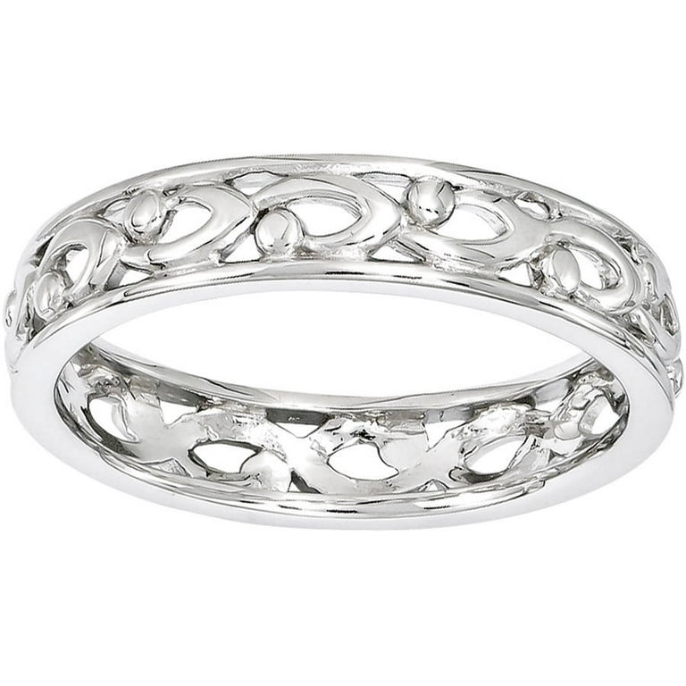 Sterling Silver Stackable Expressions Carved Infinity Band Ring Sterling Silver Stackable Expressions Carved Infinity Band Ring