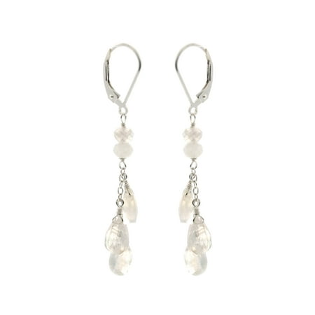 Sterling Silver Cascading Waterfall Moonstone Teardrop Leverback Earrings