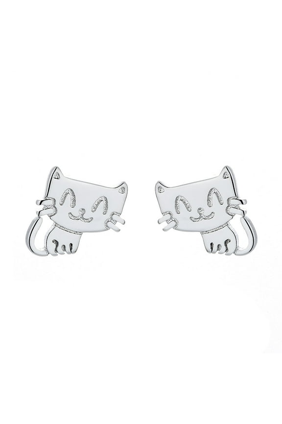 Sterling Silver Cat Earrings