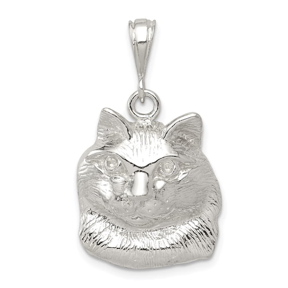 Sterling Silver Cat Face Pendant Necklace for Women with Detailed Feline Design, Animal Lover Jewelry, Pet Memorial Keepsake, 925 Silver Cat-Themed Accessory