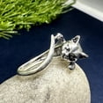 thumbnail image 1 of Sterling Silver Cat Hug Ring: Adjustable Kitten Wrap Jewelry, 1 of 9