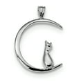 thumbnail image 1 of Sterling Silver Cat On Moon Pendant Charm, 1 of 1
