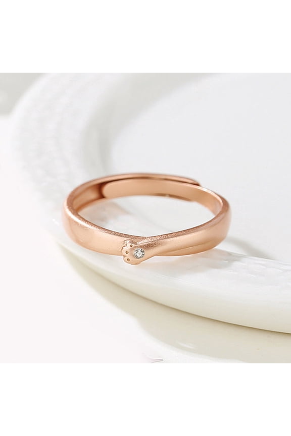 Sterling Silver Cat Paw Ring: Retro Korean Style Fashion Ring for Women and Men, Simple Niche Design Couple Ring, Electroplated Finish