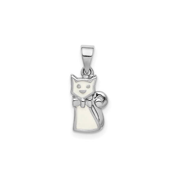 Sterling Silver Cat Pendant Necklace with Bowtie and Curled Tail, Cartoon Style Feline Jewelry for Women and Teens, Whimsical Animal Charm in Playful Youth Design