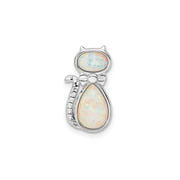 Sterling Silver Cat Pendant Necklace for Women with Oval and Teardrop Opal, Whimsical Feline Design with Bow Tie, Animal Symbolic Jewelry for Casual and Elegant Style