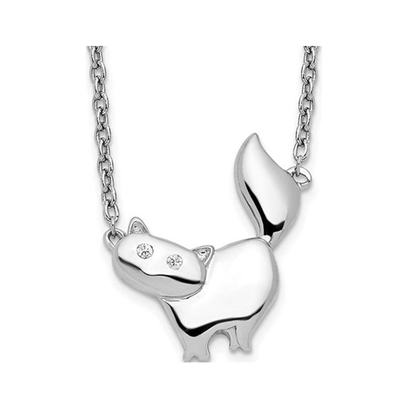 Gem & Harmony Sterling Silver Cat Pendant Necklace with Chain for Women