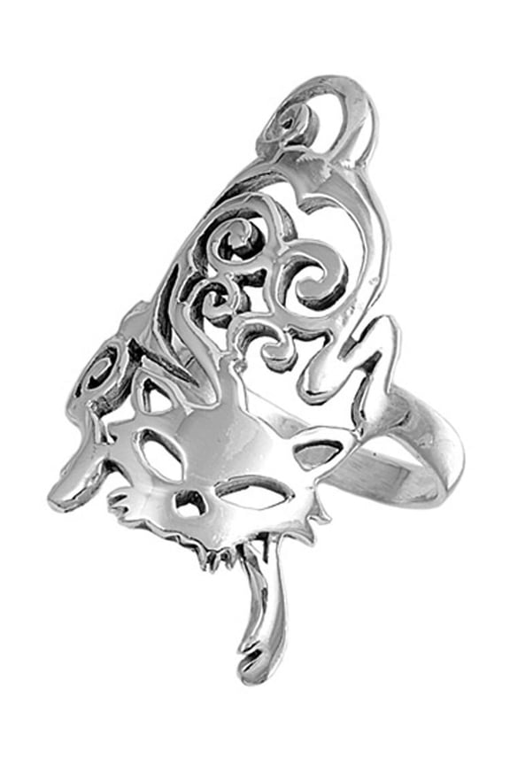 Sterling Silver Cat Ring 30mm ( Size 5 to 10)