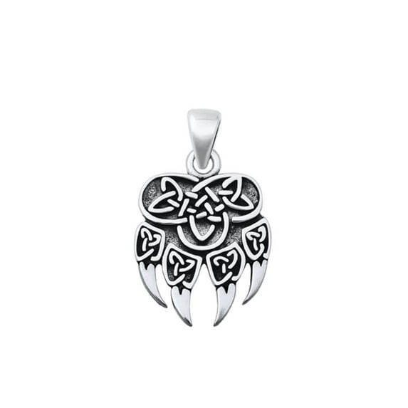 Sterling Silver Celtic Bear Paw Oxidized Claw Pendant .925 Charm Jewelry Female Unisex