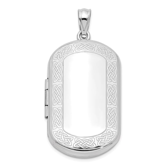 Sterling Silver Celtic Border Rectangular Locket - 6.3 Grams - Measures 38.5x19.15mm Wide