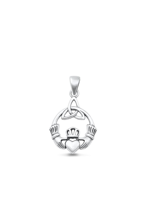 Sterling Silver Celtic Claddagh Pendant High Polished Charm 925 New Jewelry Female Unisex