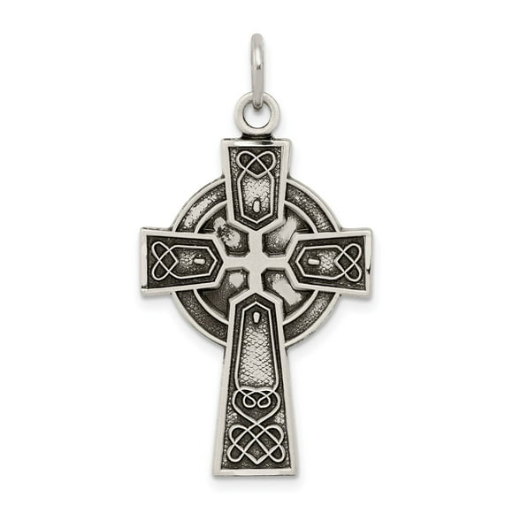 Sterling Silver Celtic Cross Pendant Necklace for Men and Women with Knotwork Charm Antique Finish Irish Spiritual Symbol