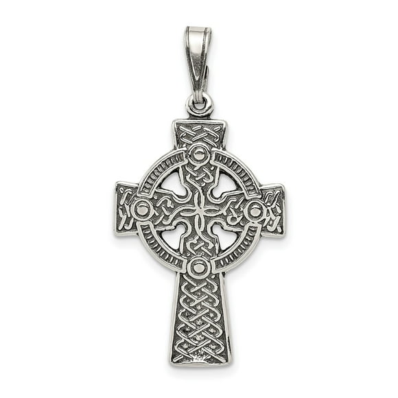 Sterling Silver Celtic Cross Pendant Necklace for Men and Women with Tribal Design Textured Christian Symbol Spiritual Fashion Jewelry