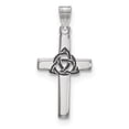 thumbnail image 1 of Sterling Silver Celtic Cross Pendant Necklace for Men and Women with Trinity Knot Black Enamel Religious Symbol Spiritual Jewelry for Everyday Wear, 1 of 6