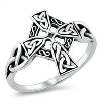 Sterling Silver Celtic Cross Ring Size 5