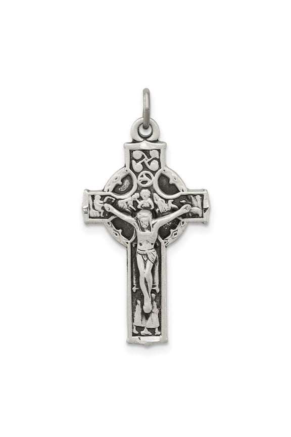 Sterling Silver Celtic Crucifix Cross Pendant Necklace for Men and Women with INRI Detail Spiritual Religious Jewelry for Everyday Wear