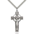 thumbnail image 1 of Sterling Silver Celtic Crucifix Pendant 1 1/2 x 7/8 inches with Heavy Curb Chain, 1 of 1