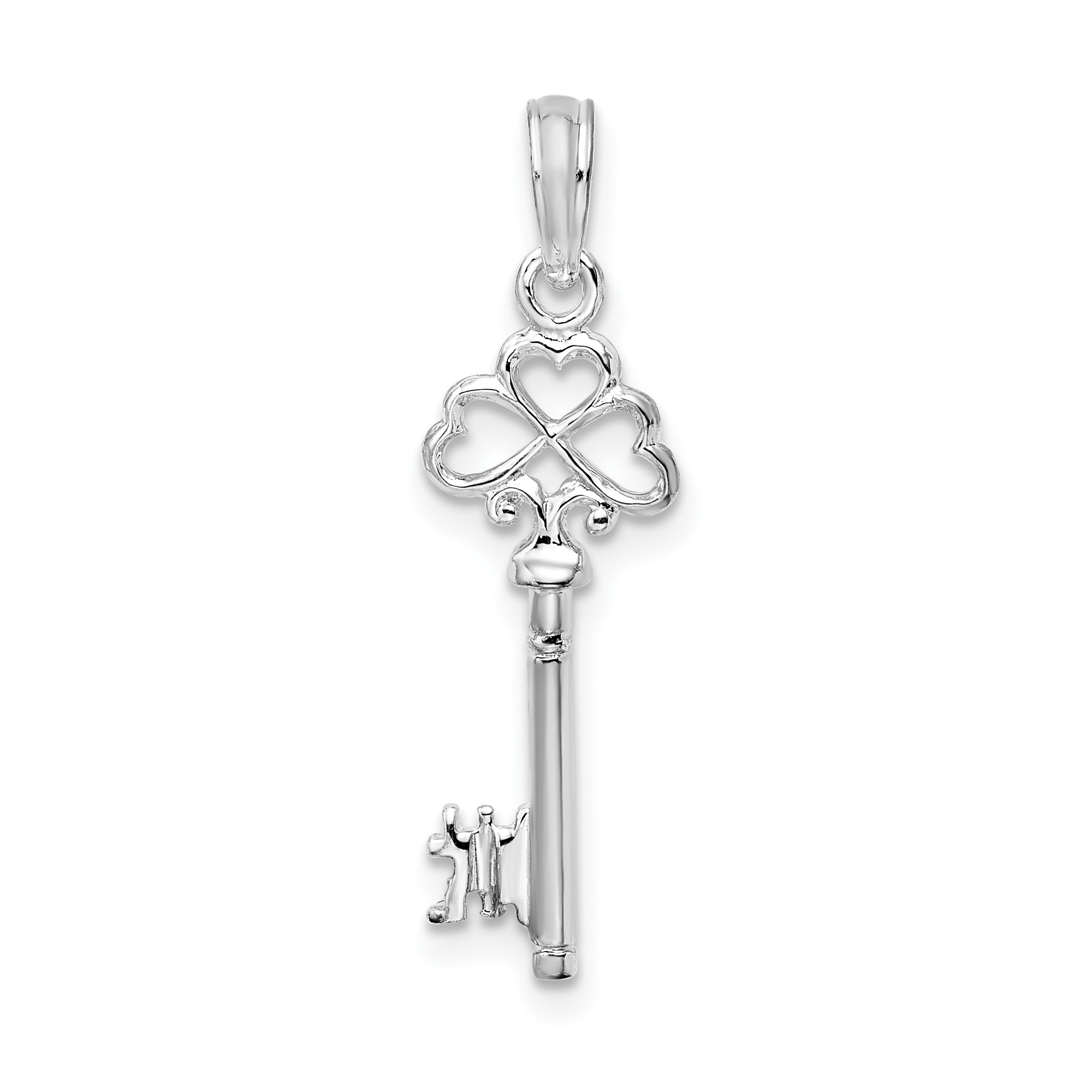 Sterling Silver Celtic Key Pendant for Women with Shamrock Heart Detail ...