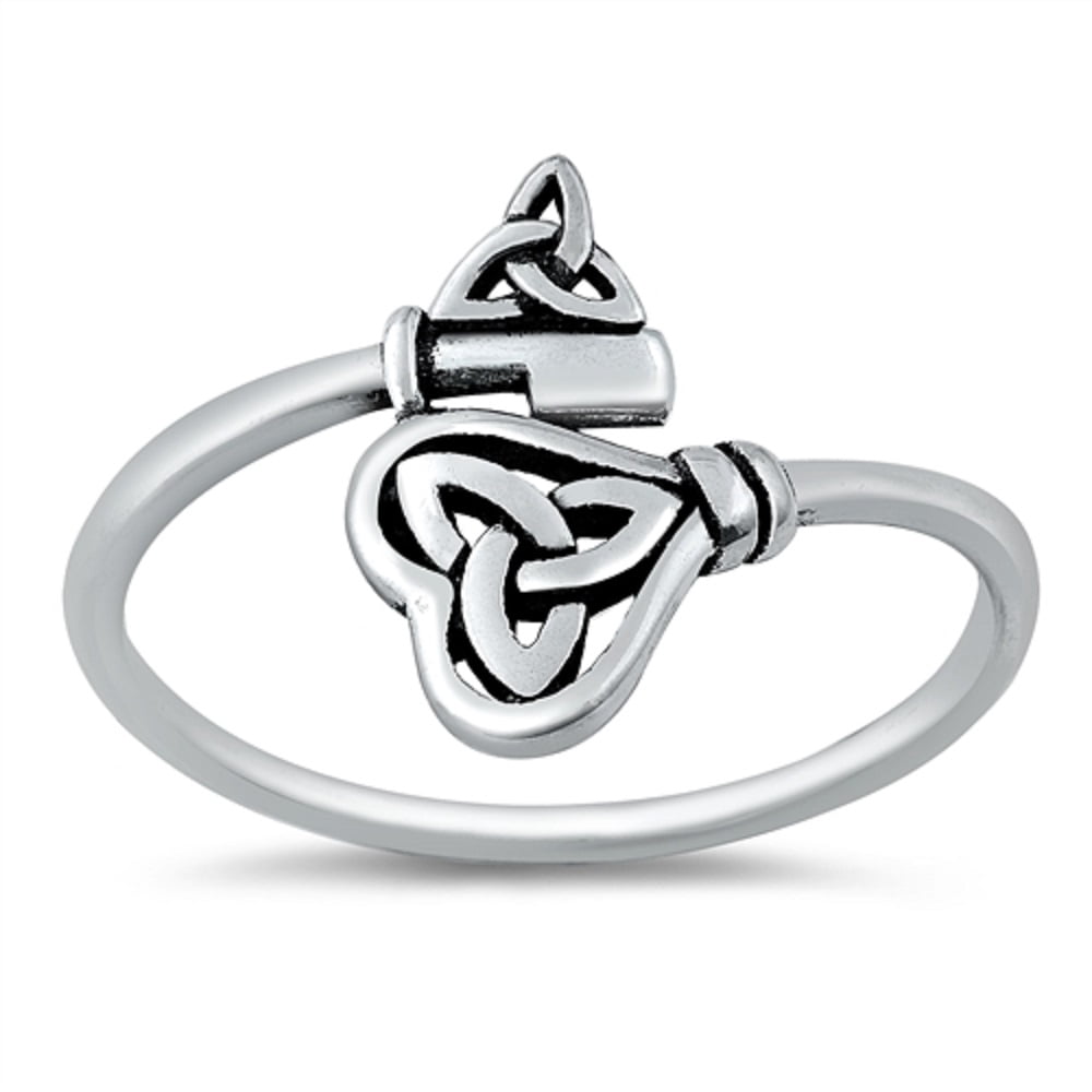 Sterling Silver Celtic Key Ring Size 4