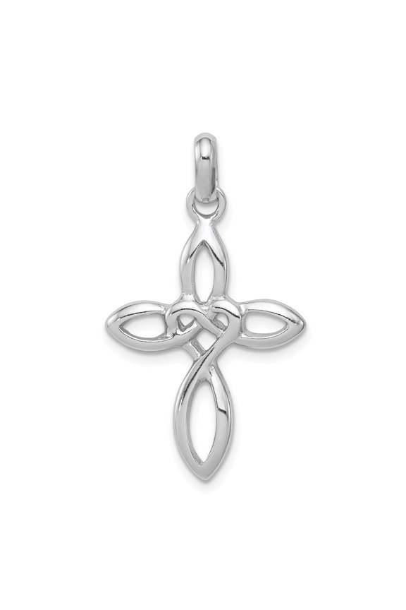 Sterling Silver Celtic Knot Cross Pendant Necklace for Men and Women with Openwork Arms Woven Design and Marquise Loop Spiritual Symbol of Strength and Unity