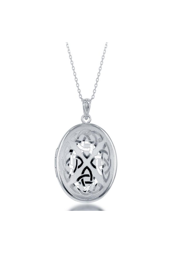 Sterling Silver Celtic Knot Locket Pendant Necklace