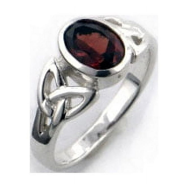 Sterling Silver Oval Genuine Garnet Celtic Knot Ring Sterling Silver Oval Genuine Garnet Celtic Knot Ring
