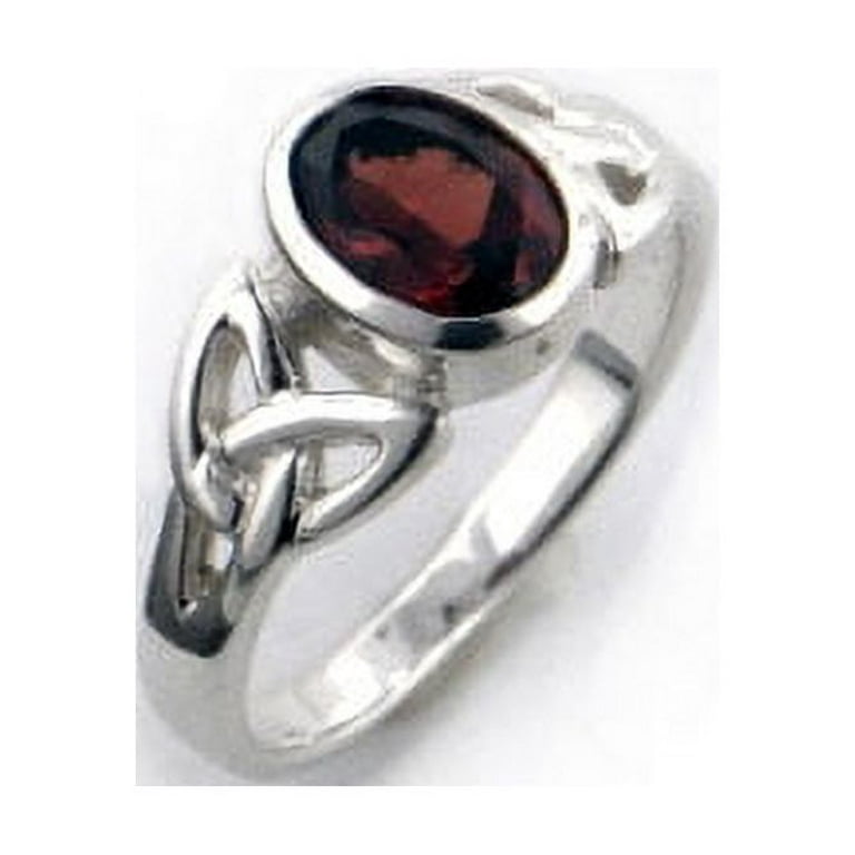 Sterling Silver Oval Genuine Garnet Celtic Knot Ring Sterling Silver Oval Genuine Garnet Celtic Knot Ring