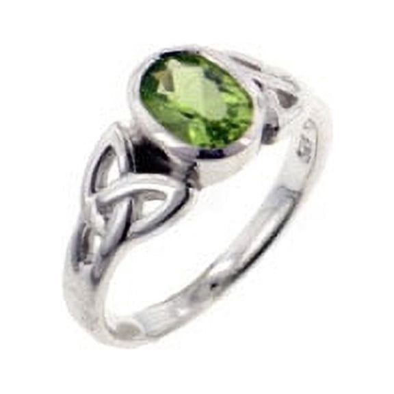 Sterling Silver Celtic Knot and Green Genuine Peridot Ring