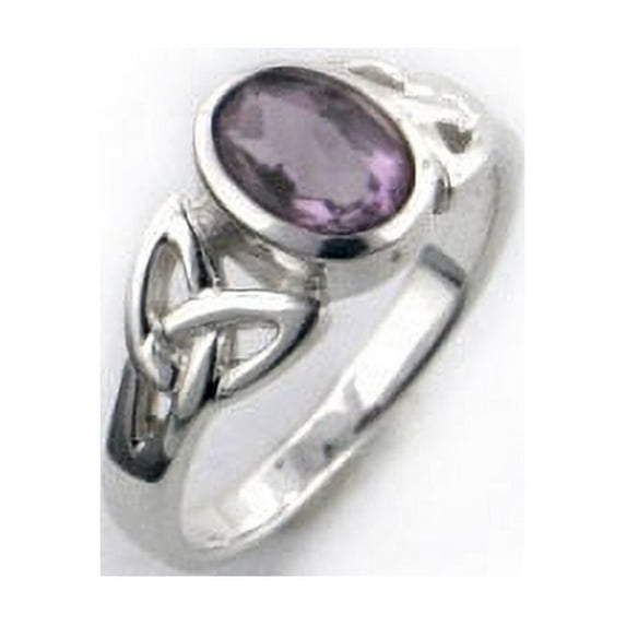 Sterling Silver Celtic Knot and Purple Genuine Amethyst Ring