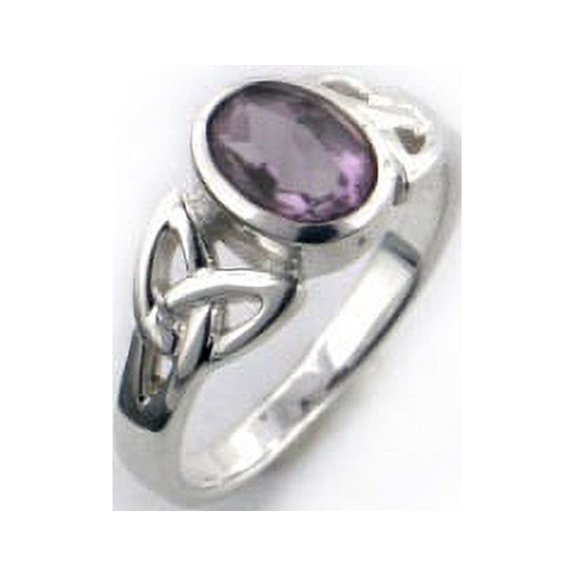 Sterling Silver Celtic Knot and Purple Genuine Amethyst Ring