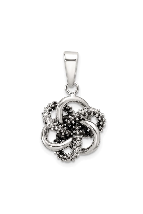 Sterling Silver Celtic Love Knot Pendant Necklace for Women, Textured and Smooth Loops, Symbol of Unity Strength and Eternal Bond