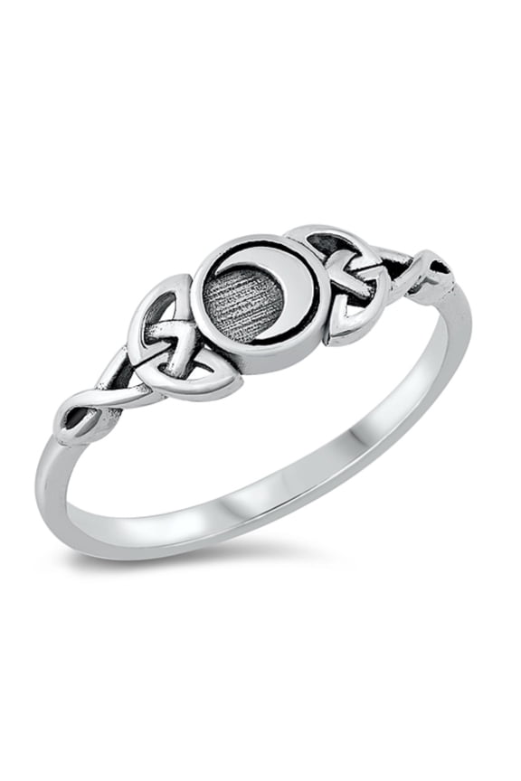 Sterling Silver Celtic Moon Ring Size 4