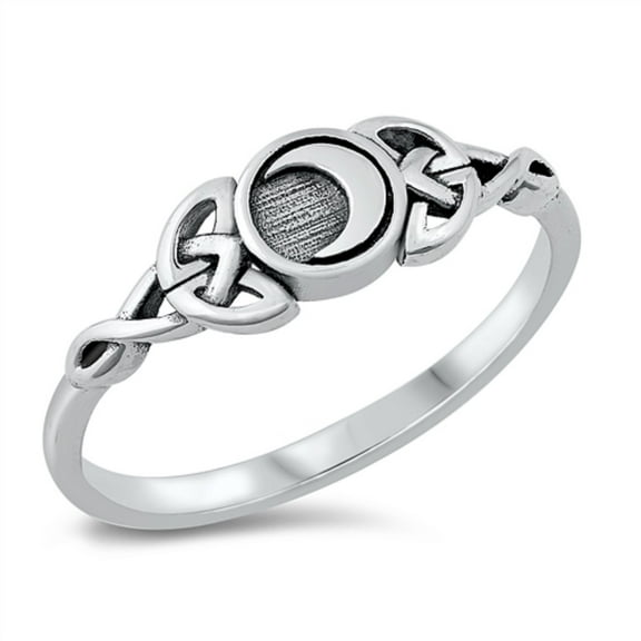 Sterling Silver Celtic Moon Ring Size 9