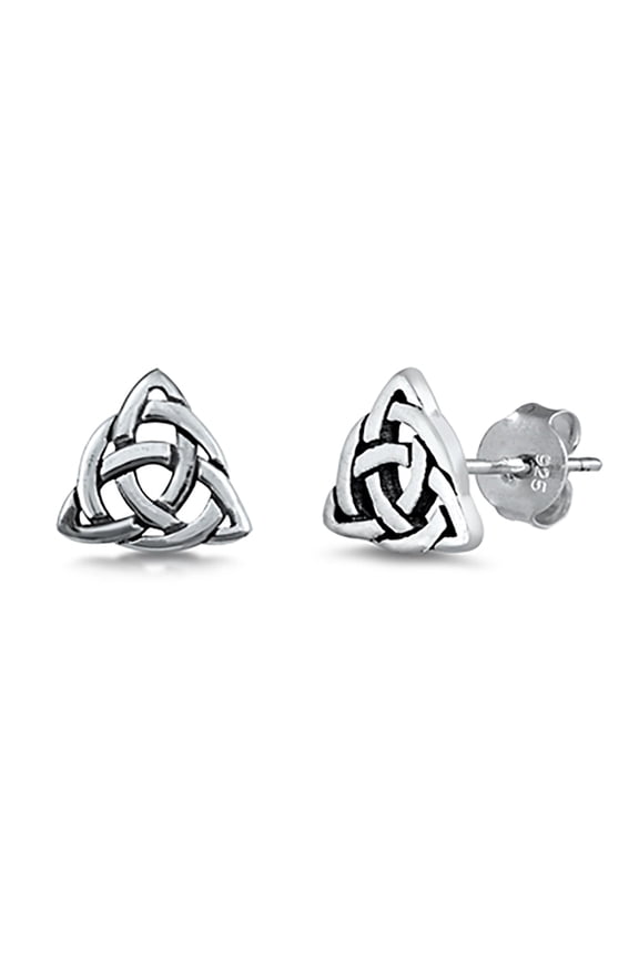Sterling Silver Celtic Pagan Stud Earrings