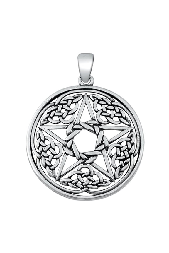 Sterling Silver Celtic Pentagram Pendant Knot Rope Twist Star Circle Charm 925 Jewelry Female Unisex