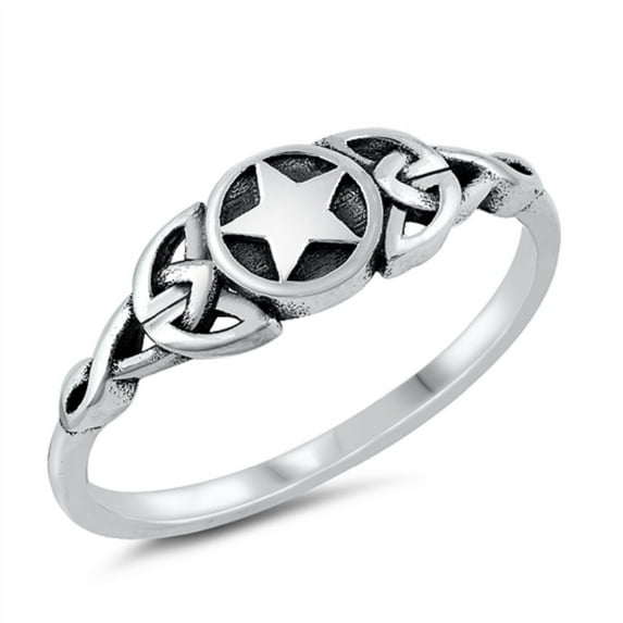 Sterling Silver Celtic Sides Star Ring Size 4