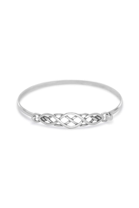 925 Sterling Silver Antiqued Celtic Trinity Knot Hinged Bangle Bracelet