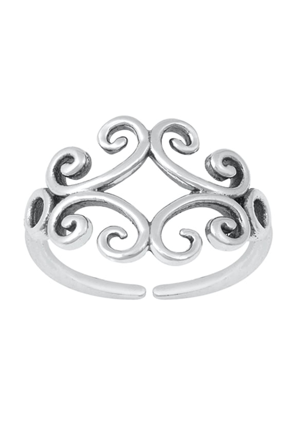 Sterling Silver Celtic Swirl Toe Ring Adjustable Oxidized Band 925 Jewelry Female Unisex