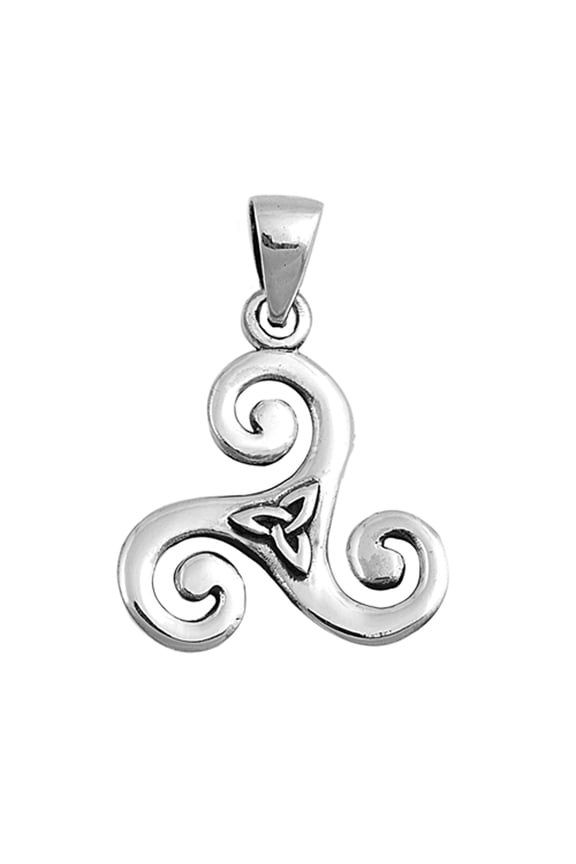 Sterling Silver Celtic Swirl Triquetra Pendant Wave Ocean Knot Trinity Charm 925 Jewelry Female