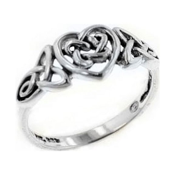 Sterling Silver Celtic Trinity Knot Heart Ring