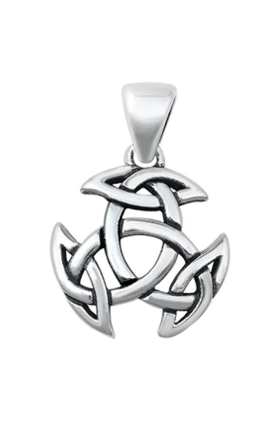 Sterling Silver Celtic Triquetra Knot Pendant High Polish Weave Charm 925 Jewelry Female Unisex