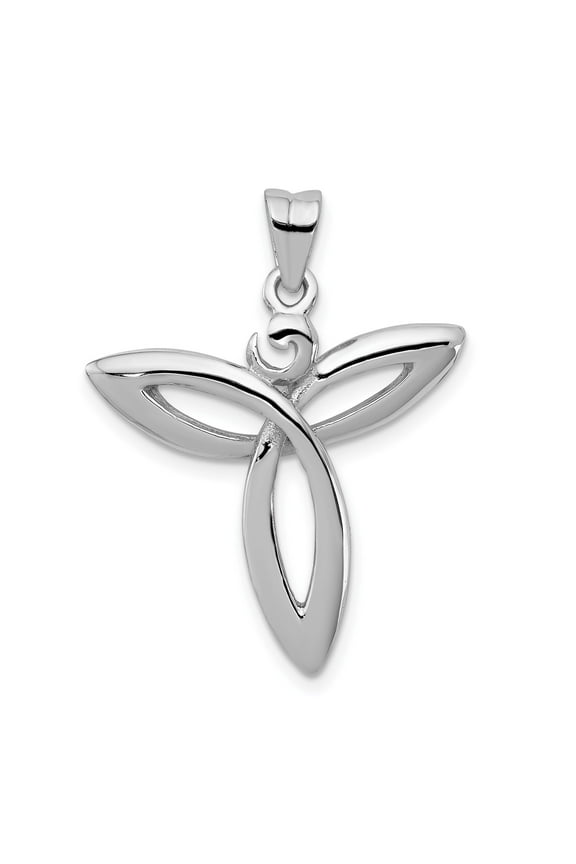 Sterling Silver Celtic Triquetra Pendant Necklace for Women with Angel Knot Design Symbolizing Faith, Protection, Spiritual Guidance, and Religious Style