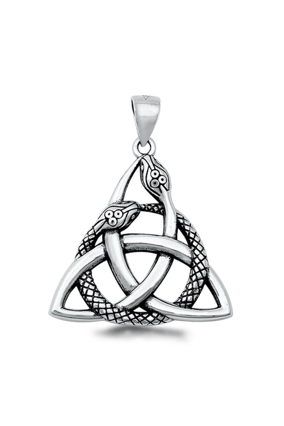 Sterling Silver Celtic Triquetra Pendant Trinity Snake Serpent Triangle Charm Jewelry Female Unisex