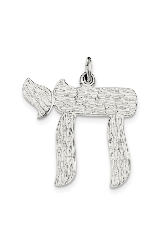 Sterling Silver Chai Pendant - 2.6 Grams - Measures 27x28mm Wide